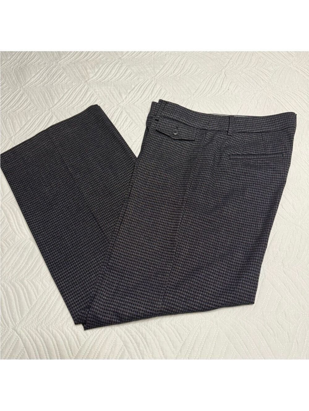 LOFT Women’s Blue Houndstooth High Waist Trouser Pants. Size 10